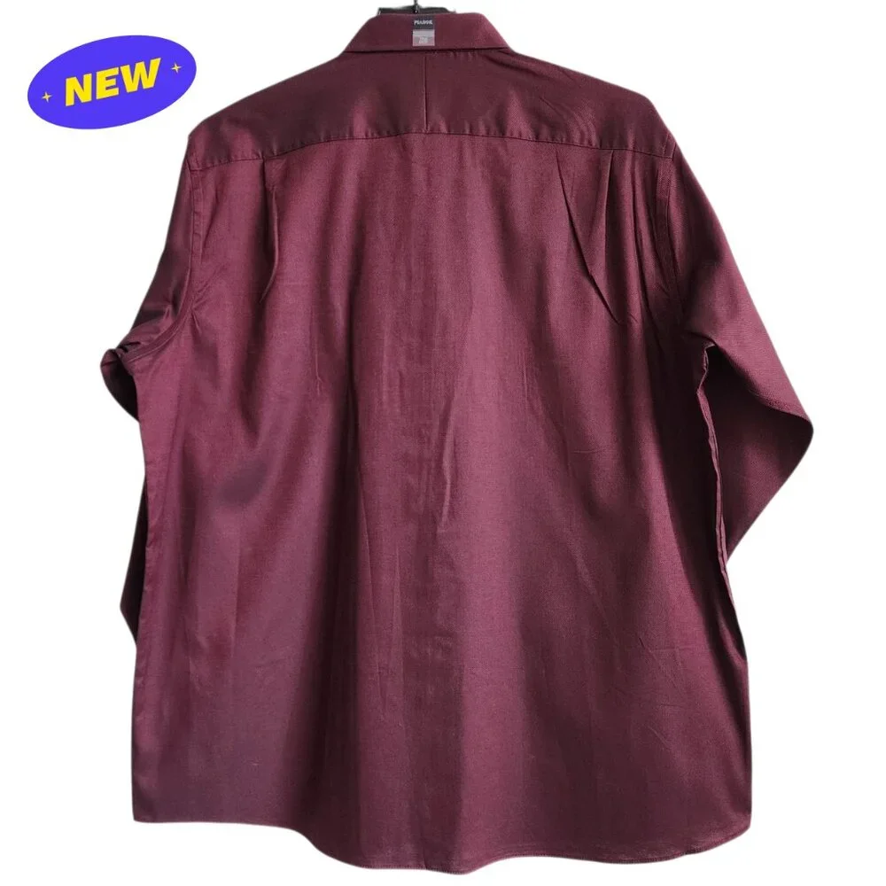 18.5 36/37 Red Wine Dress Shirt Traditional Fit Dark Jos A Bank New Solid Mens - Picture 2 of 16